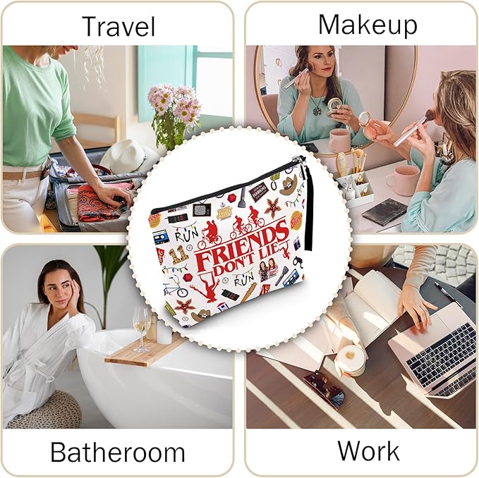 Friendship Makeup Bag with Inspirational Quote Cool Thing Friend Merchandise Gifts for Women BFF Bestie Sister Cosmetic Pouch Travel Toiletry Organizer Pencil Case Birthday Party Favor Idea
