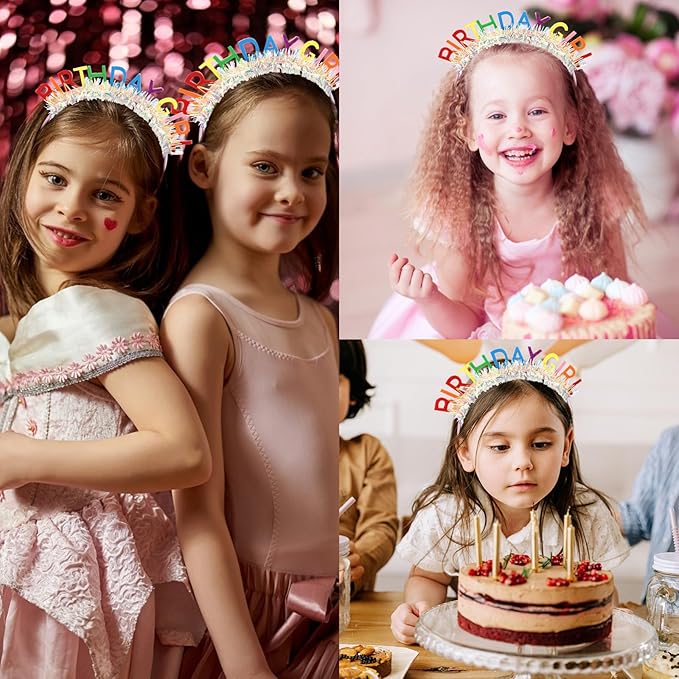 CIEHER Birthday Girl Headband Birthday Decorations Multi-colored