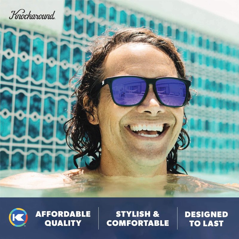 Knockaround Fast Lanes Polarized Sunglasses for Men & Women - Impact Resistant Lenses & Full UV400 Protection, Spanish Rose Frames/Black Smoke Lenses