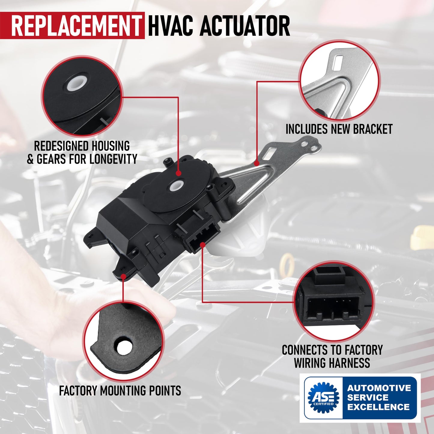 HVAC Air Blend Door Actuator Heater Replacement by AA Ignition - Compatible with Honda Vehicles - 2007-2011 CR-V - Replaces 604-340, 79160-SNE-A01 - Main Air Temperature Recirculation Actuator