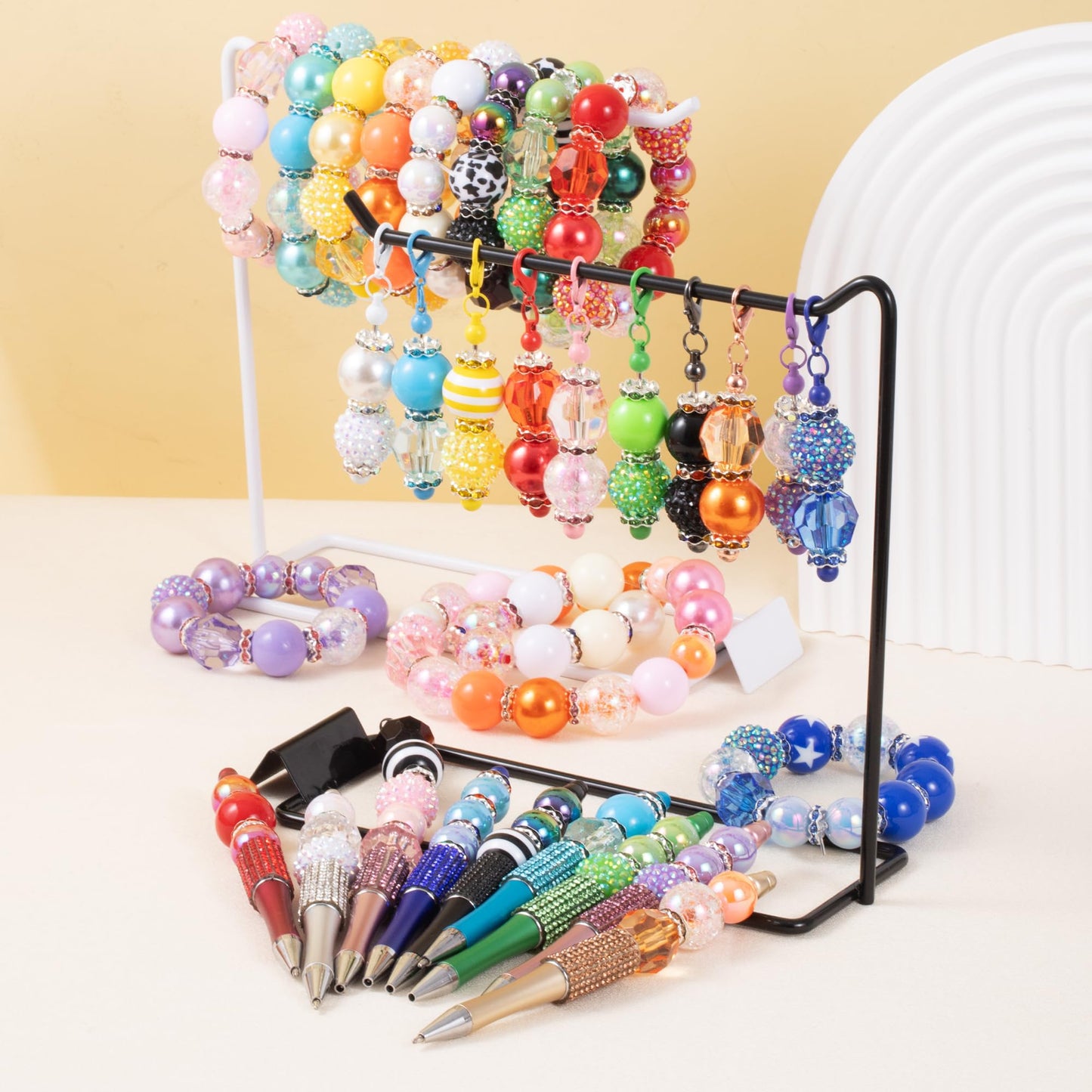 180 PCS Focal Beads for Pen Making, Include 100 PCS 20mm Rhinestone Beads 20 PCS 16mm Bubblegum Bead and 60 PCS Rondelle Spacer Bead, Perfect for DIY Pen Keychain Bracelets Jewelry