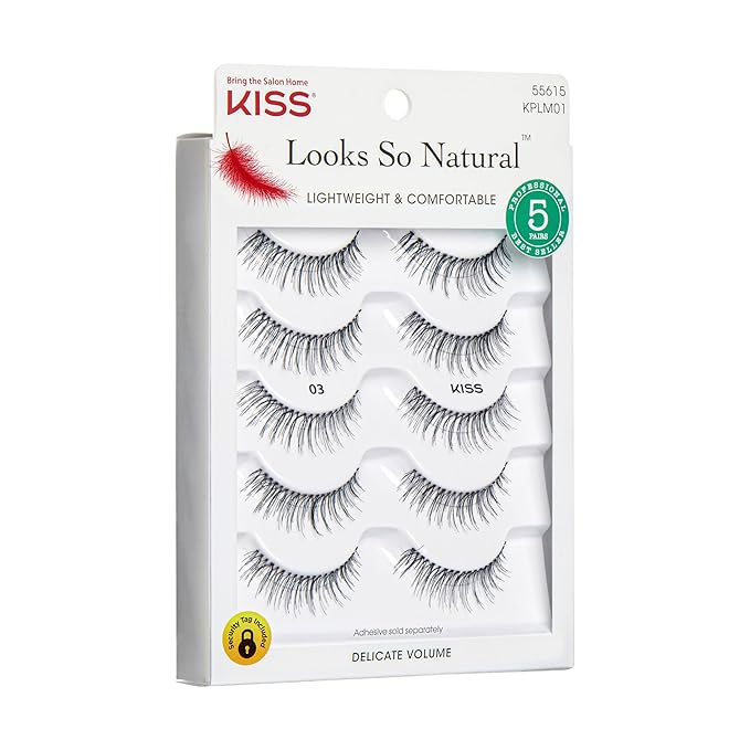 KISS Looks So Natural, False Eyelashes, 'Multipack - 03', 10mm, Includes, Easy to Apply, Reusable Lash Clusters