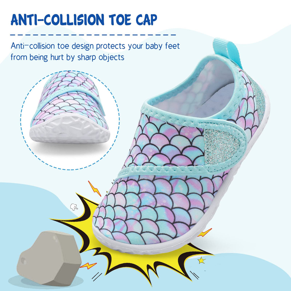 LeIsfIt Kids Water Shoes Toddler Girls Boys Swim Shoes Outdoor Quick-Dry Breathable Aqua Socks for Beach Pool Surf, Green Scale, 1 Big Kid