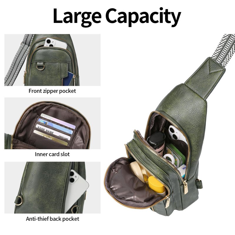 GAEKEAO Sling Bag for Women Vegan Leather Crossbody Bags Travel Fanny Packs Small Shoulder Purse Chest Bag Backpack Gifts
