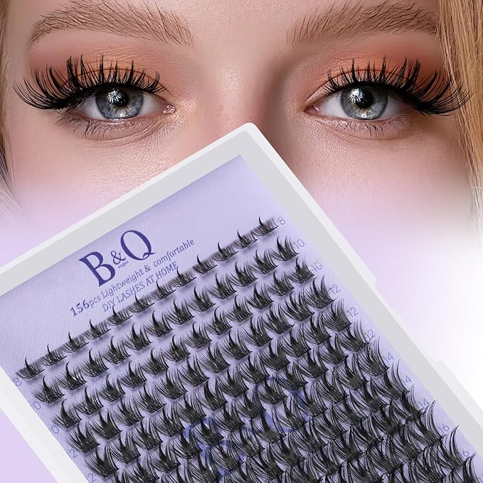 B&Q Wispy Lash Clusters Full B31,Eyelash Clusters 156PCS Comfortable band Cluster Eyelash Extensions,8-18mm Volume Individual Lashes Lightweight D Curl Lash Clusters Soft Eyelashes Natural Look(B31)