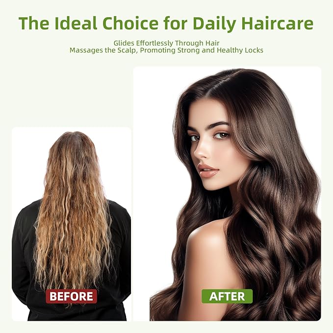 MRD Hair brush, Natural Bamboo Paddle Detangling Hairbrush, Massage Scalp Thick/Thin/Curly/Dry Hair For Women & Men