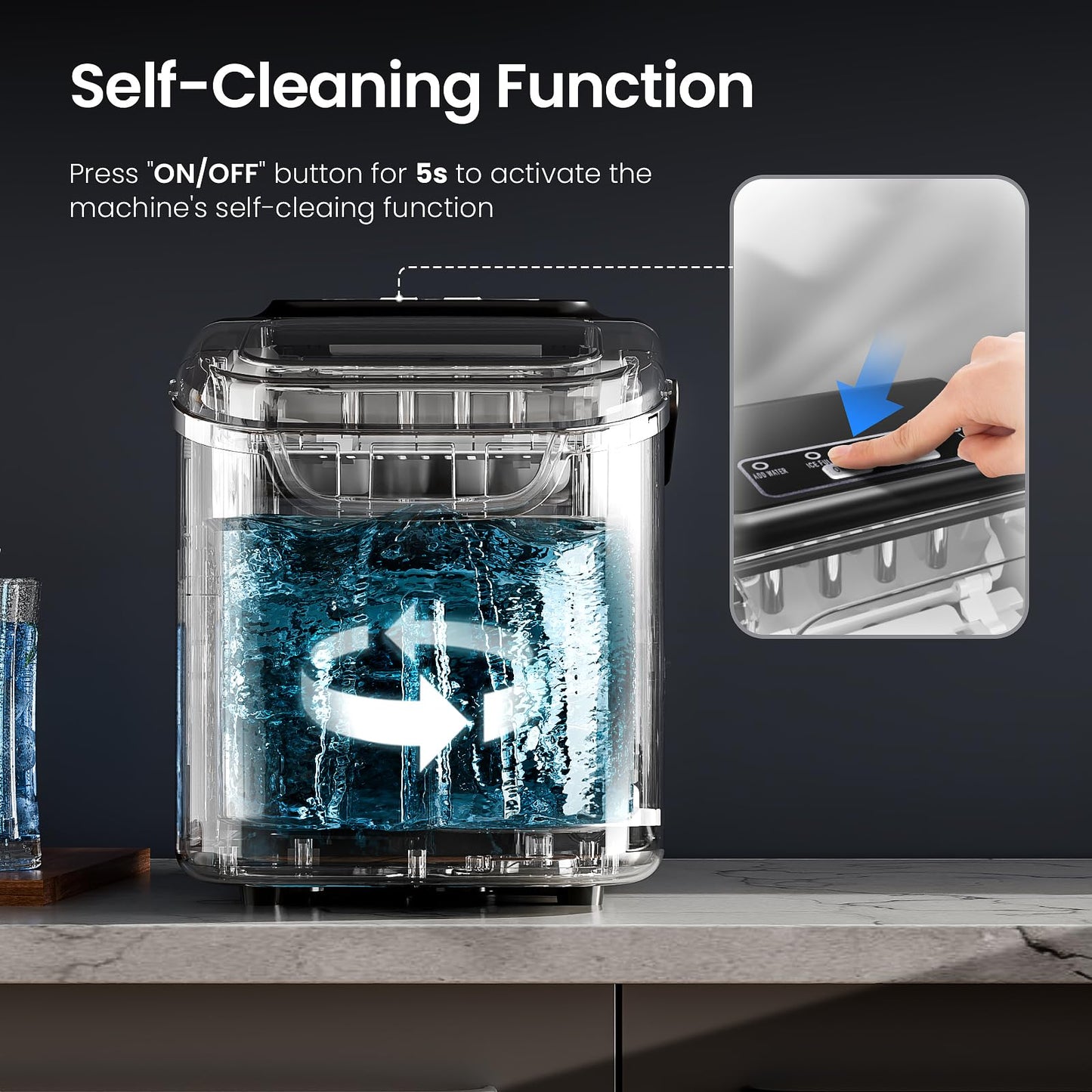 AGLUCKY Ice Makers Countertop with Self-Cleaning, 26lbs/24hrs, 9 Cubes Ready in 6 Mins, Portable Ice Machine with 2 Sizes Bullet Ice/Ice Scoop/Basket for Home/Kitchen/Office/Bar/Party, Red