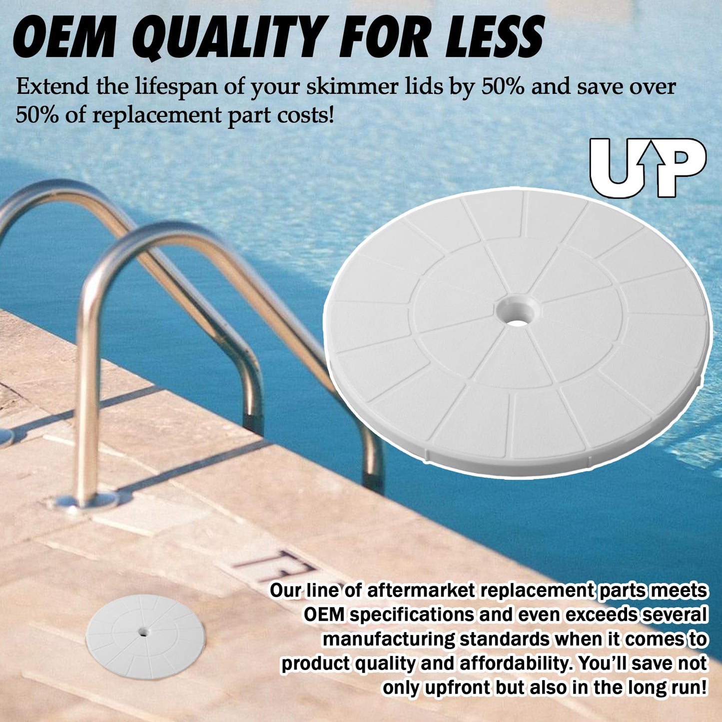 TonGass (2-Pack Round 9 1/8" Skimmer Valve Top Cover Lids Replacement Part for 9" Pool/Spa Deck Lid Plate Highly Durable Pool Skimmer Cover with UV Inhibitors