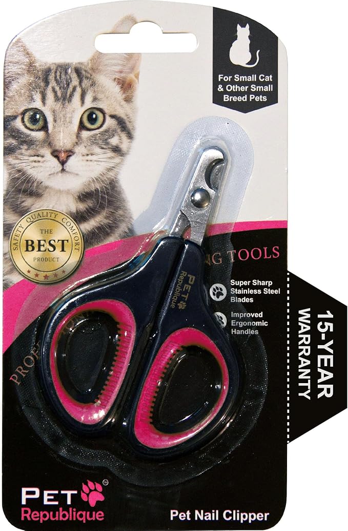 Cat Nail Clippers by Pet Republique Ã¢ÂÂ Professional Stainless-Steel Nail Clipper for Cats, Kittens, Hamster, Rabbits, Birds, & Small Breed Animals Claw Trimmer (Black+Pink)