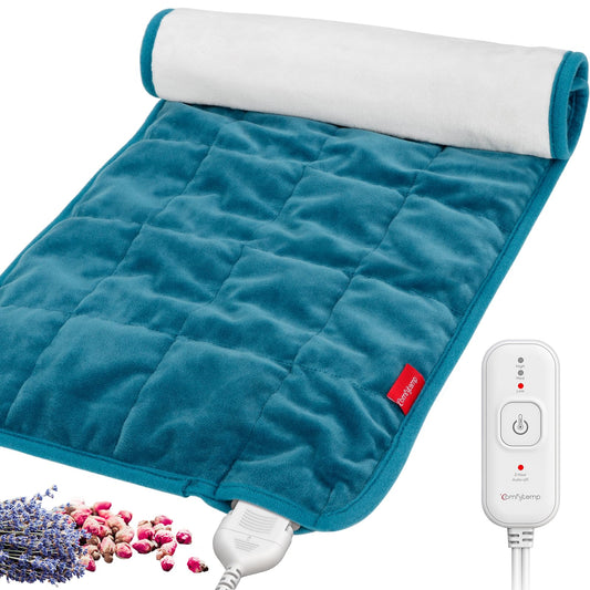Comfytemp Weighted Heating Pad, Aromatherapy Heating Pad for Back Pain Relief, Aromatic Electric Heating Pad for Cramps with Auto Shut Off, Stay On, 3 Heat Settings, 12"x24"