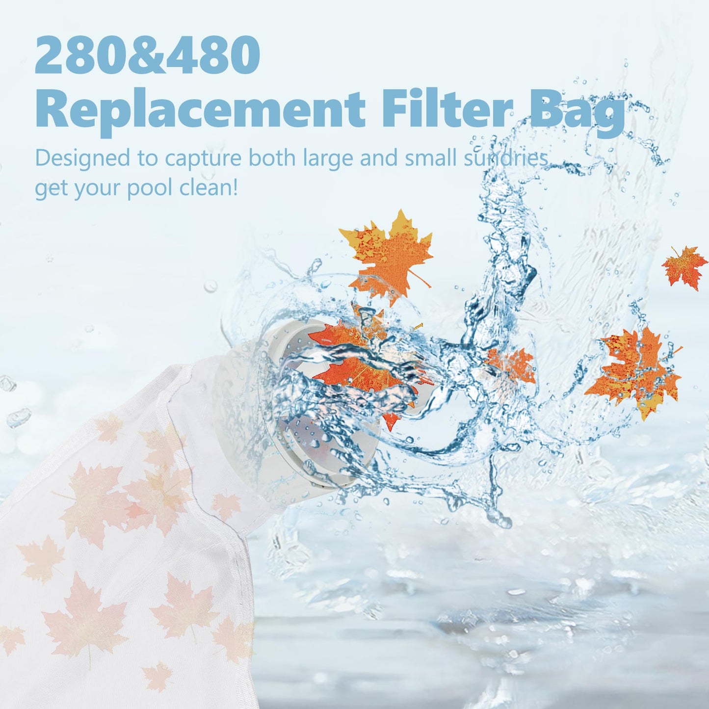 Funmit Pool Spa Zippered Bags Replacement for Polaris 280, 480 Pool Cleaner All Purpose Filter Bags K13 K16 (2 Pack)