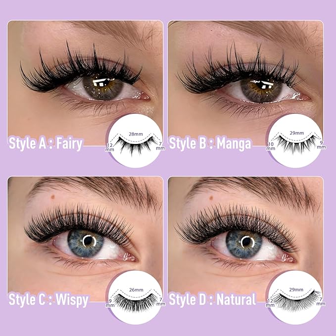 B&Q Magnetic Eyelashes Natural Look 2 Pair Magnetic Lashes with Applicator Upgrade Soft Magnetic Manga Lashes Clusters Kit Magnetics False Eyelashes 3 Magnet Strips for Strong Hold Easy to Apply(C+D)