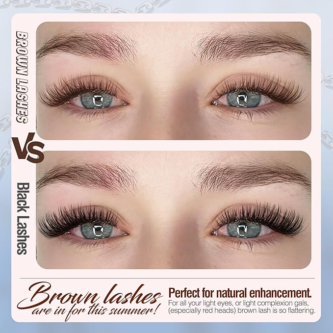 Mavphnee Brown Lash Clusters Dark Brown Eyelash Extensions Natural Cluster Lashes CC-Curly PestaÃÂ±as Postizas Wispy Individual Lash Extensions 3D Lash 8-16MM Brown Eyelash Clusters 144PCS DIY at Home