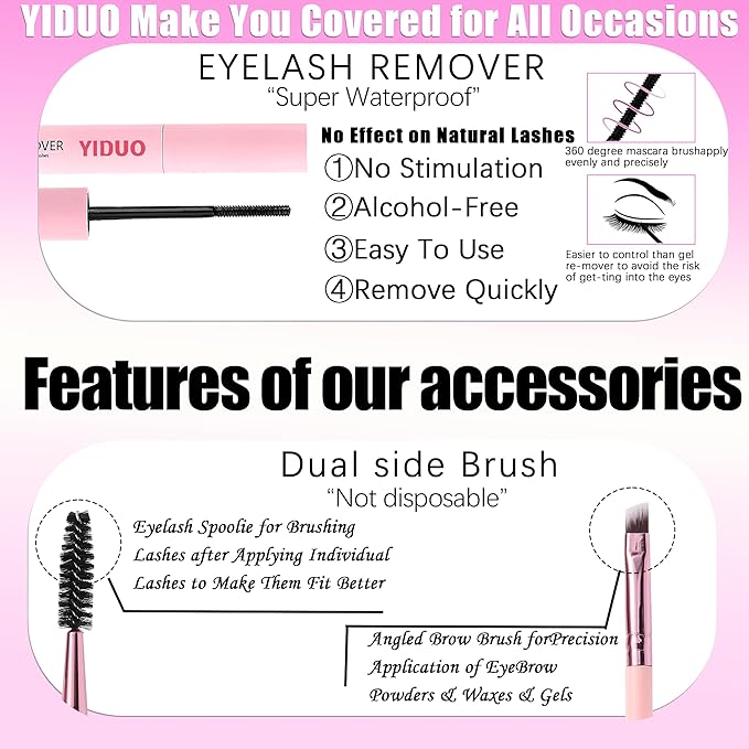 YIDUO 3 Styles Lash Clusters Kit with Spikes Bottom clusters Eyelash Extensions 808Pcs with 2X Bond&Seal 60D/80D/100D 3D Volume Wispy DIY Individual Lashes Large Pack for Beginners Choice