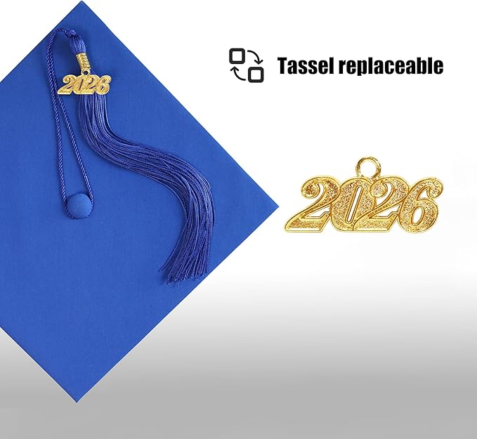 Graduation Cap with 2026 Tassel Year Charm Black Graduation Cap for High School & Bachelor