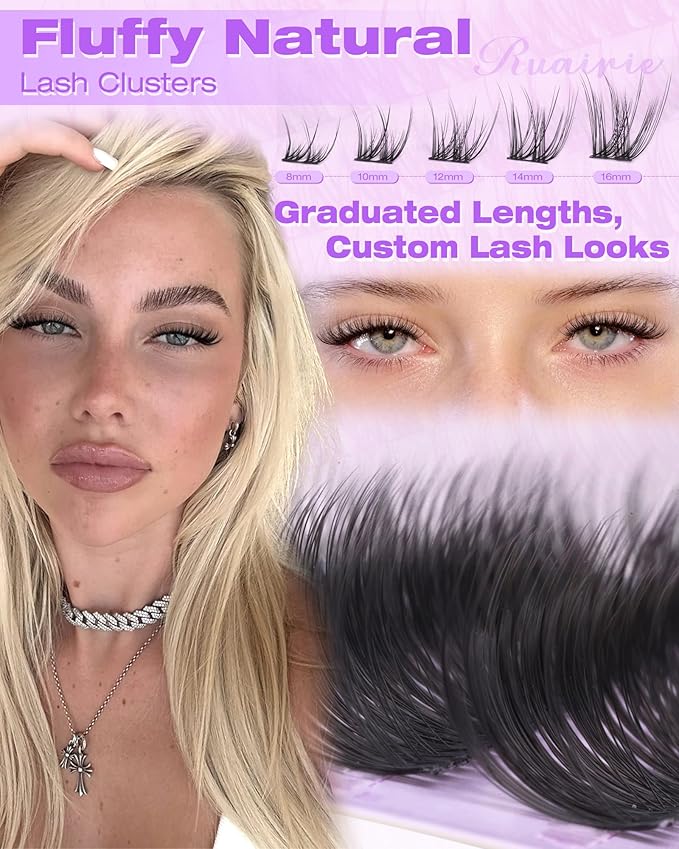 Wispy Lash Clusters Spider Natural Eyelash Clusters Breeze CD Curly Cluster Eyelash Extensions 8-16mm Daily Wear Cleangirl Makeup Cluster Lashes Faux Mink Individual Lashes for Comfortable Wear