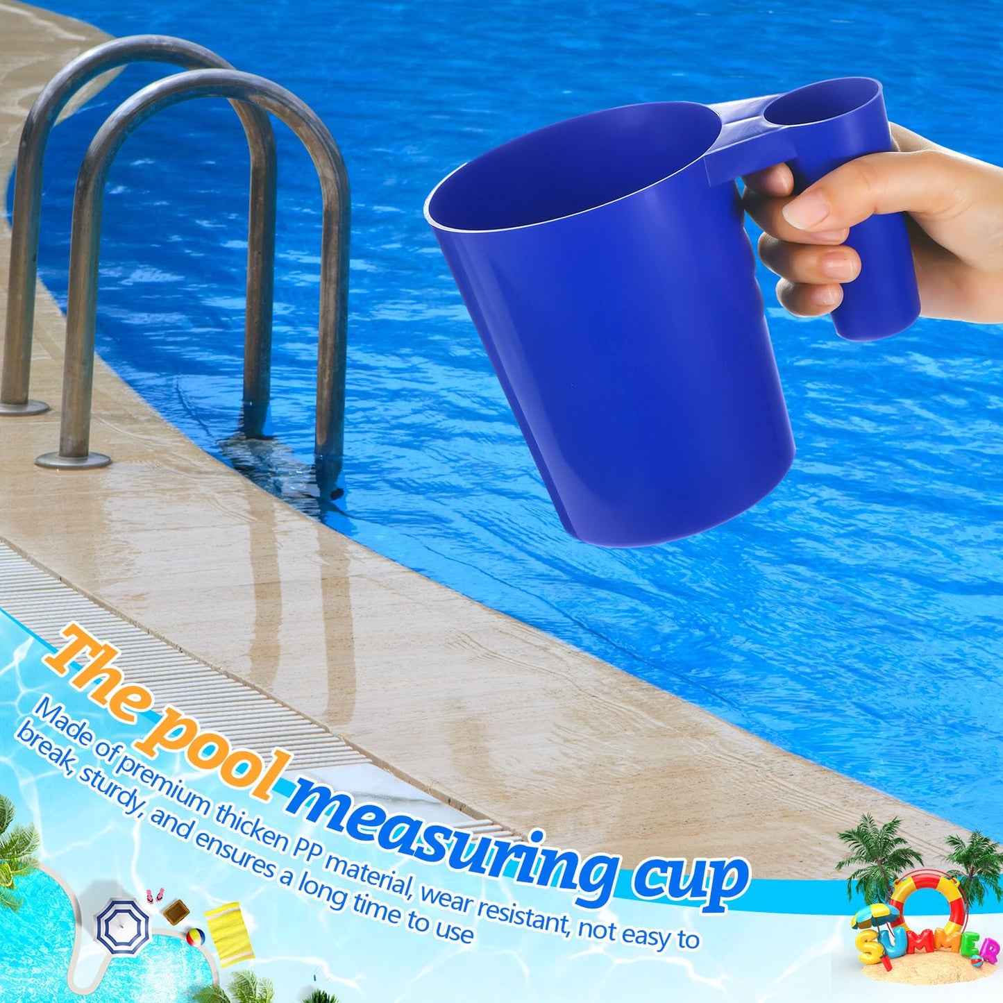 Relaxweex 2 Pack De Pool Filter Powder Scoop 1 Pound Pool Chemical Scoop De Measuring Cup with Handle Maintenance Tool for Dry Filter Media Powder and Spa, 6.88 x 4.32 x 5.23 Inch(Blue)