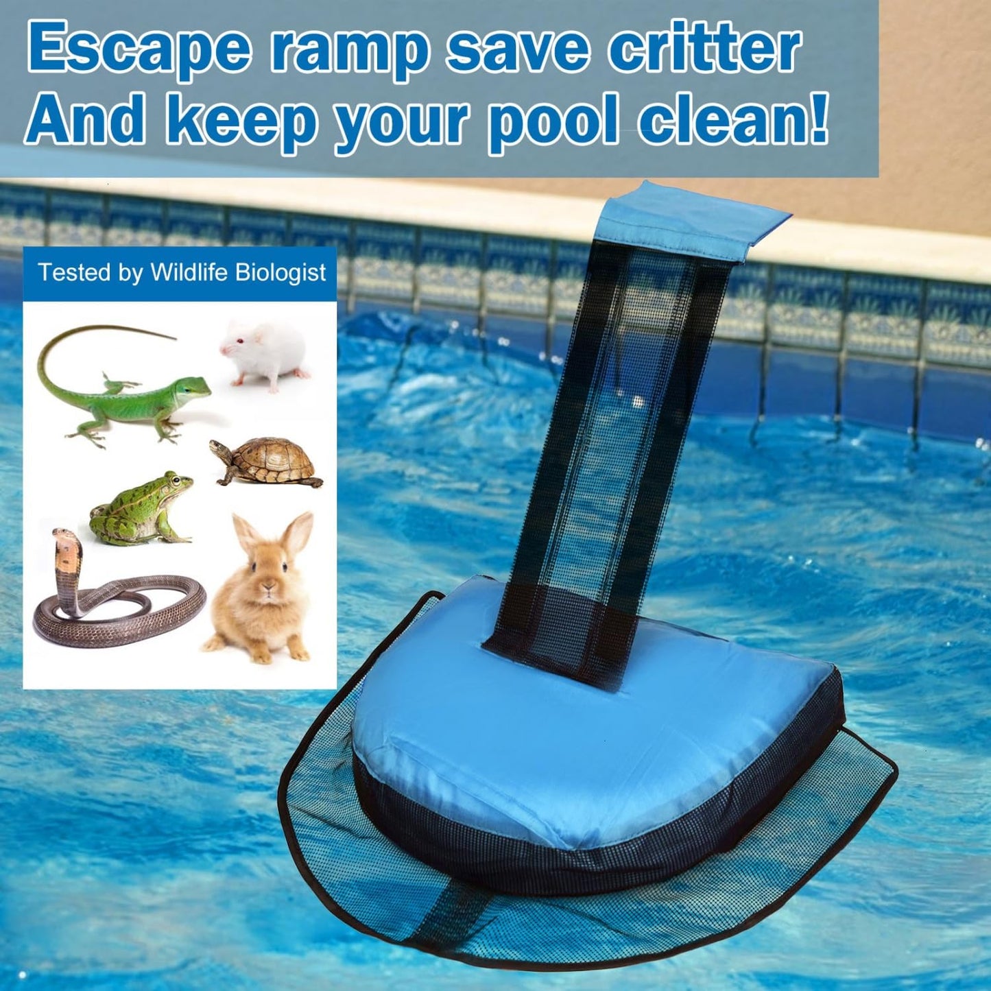 Monrocco 2 Pcs Pool Animal Saving Escape Ramp, Frog Saver for Swimming Pool Critter, Pool Rescue Tool for Frogs, Reduces Frogs Maintenance Accessories (Light Blue)