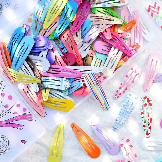 120 Pcs Funtopia 2 Inch Candy Color Barrettes and Non-Slip Metal Snap Hair Accessories for Kids, Teens, and Women (40 Assorted Colors)