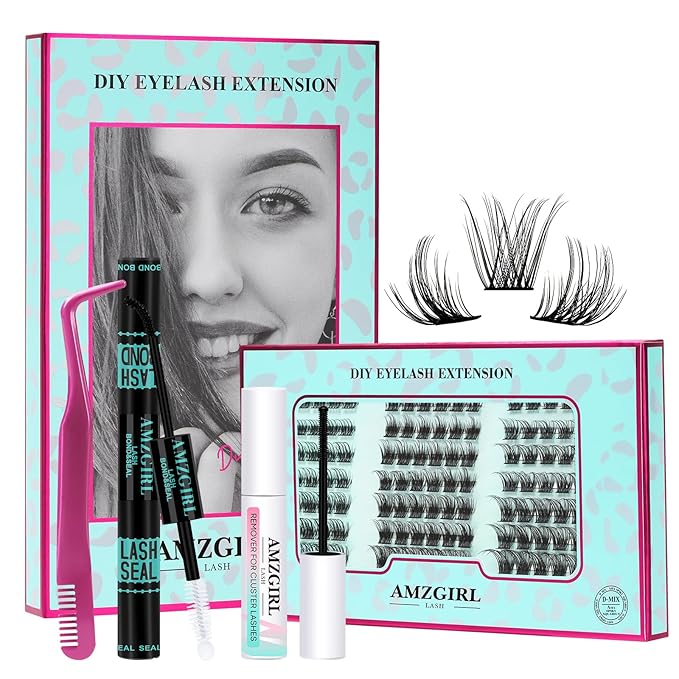 Wispy Lash Clusters Kit 144pcs Lashes Extension Kit 3 Styles Eyelash Clusters Individual Eyelash Extensions Kit Lash Bond And Seal,Remover,Lash Applicator Tool (ASA,C-Mix8-16mm Kit)