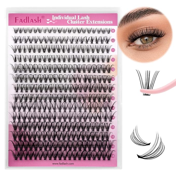 Lash Clusters Extensions Large Tray 20D Long Individual Lashes Mixed Tray Black Mink DIY Eyelash Extension and Under Bottom Eyelashes Professional Makeup (20D-0.07-D, 8-16mm)