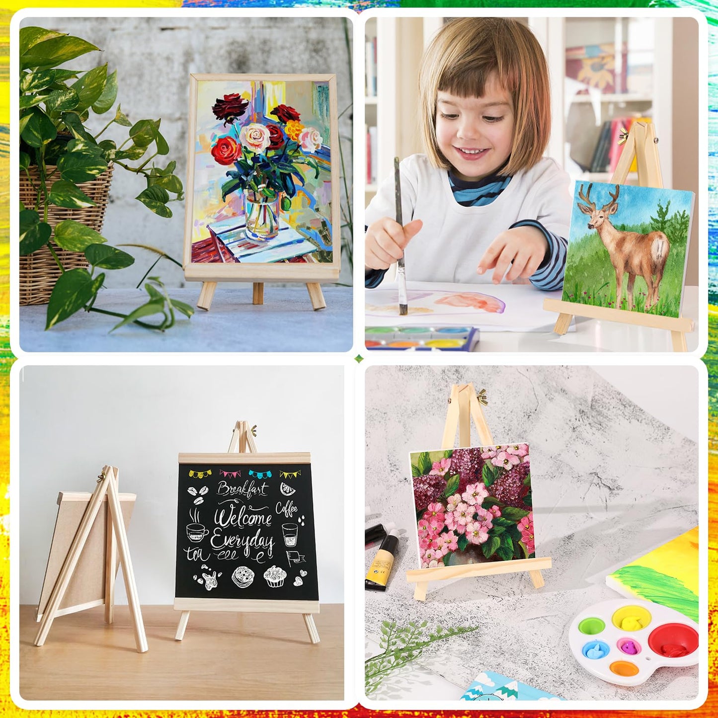 12 Pack 9 Inch Wood Easels, Easel Stand for Painting Canvases, Art, and Crafts, Tripod, Painting Party Easel, Kids Student Tabletop Easels for Painting, Portable Canvas Photo Picture Sign Holder