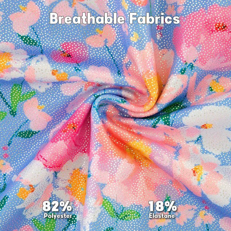 Gymnastics Leotards for Girls Toddler Ballet Dance Tumbling Outfits 5t 6 Kids Sleeveless Gymnastic Biketard with Shorts Sparkly Dancwear Unitards Clothes Bodysuit (Blue Floral, 5-6 Years)