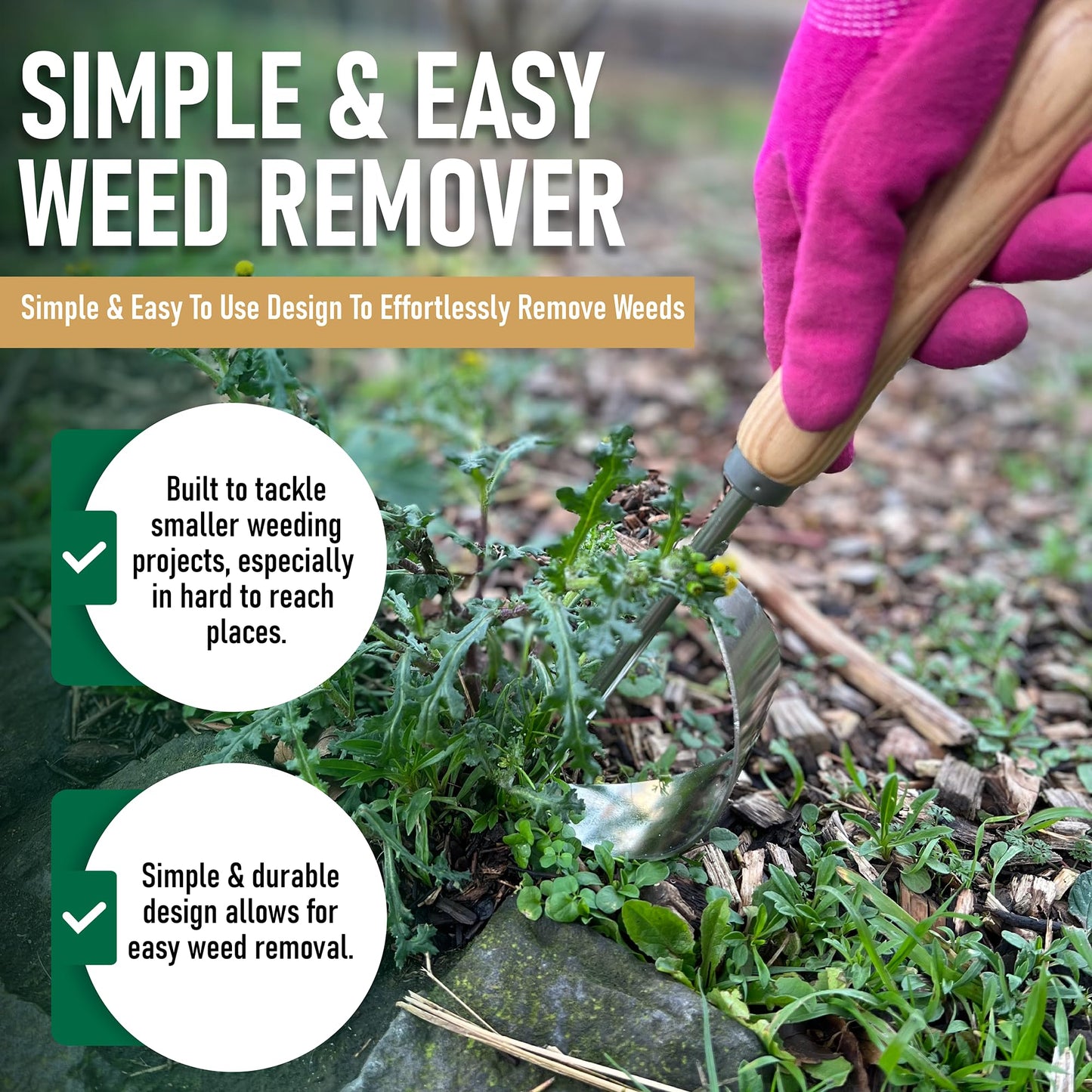 Grampa's Hand Weeder Tool - The Perfect Lightweight Easy to Use Weed Puller Tool for Garden - Durable Unique Lever Design with V-Shaped Forks Allows for Easy Removal of Weeds & Their Roots