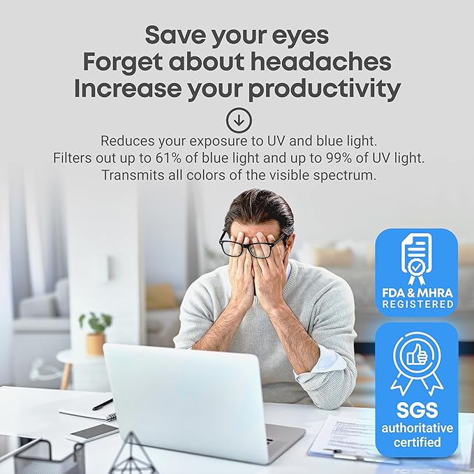 VINTEZ Blue Light Screen Protector for 15.6 Inch Computer Monitor and Laptop – Anti-UV Blue Light Blocking Film for Desktop PC, Eye Protection Filter, 14.2" x 8.7", 1 Pack