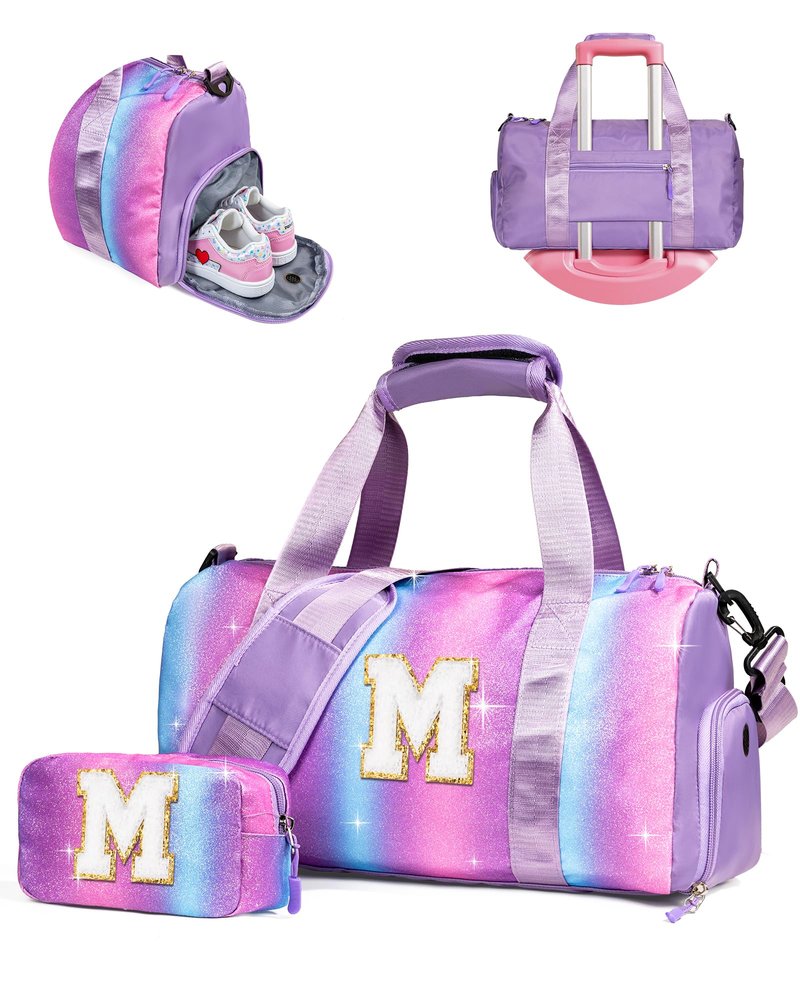 Vogewood Birthday Gift for Granddaughter-Girl Gym Bag with Shoe Compartment, Kid Personalized Weekender Overnight Bags, Initial Travel Tote with Makeup Pouch, Gifts for Girls (Letter Z)