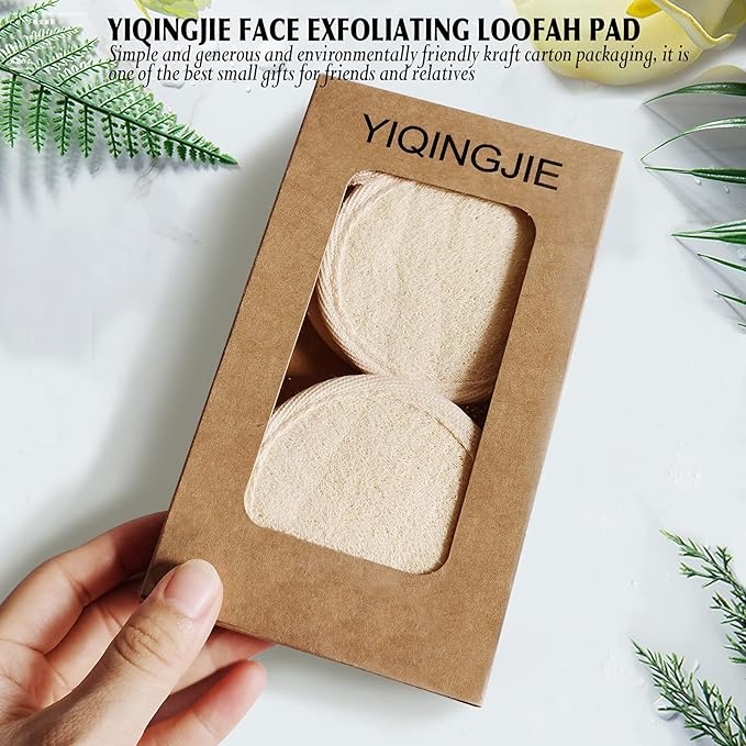 Face Exfoliating Loofah Pad Scrubber, Manual Facial Cleansing and Makeup Remover Brush 6 Pieces, Natural Loofa Sponge Pads Massage Pores and Clean Blackheads Without Hurting the Skin,Beige