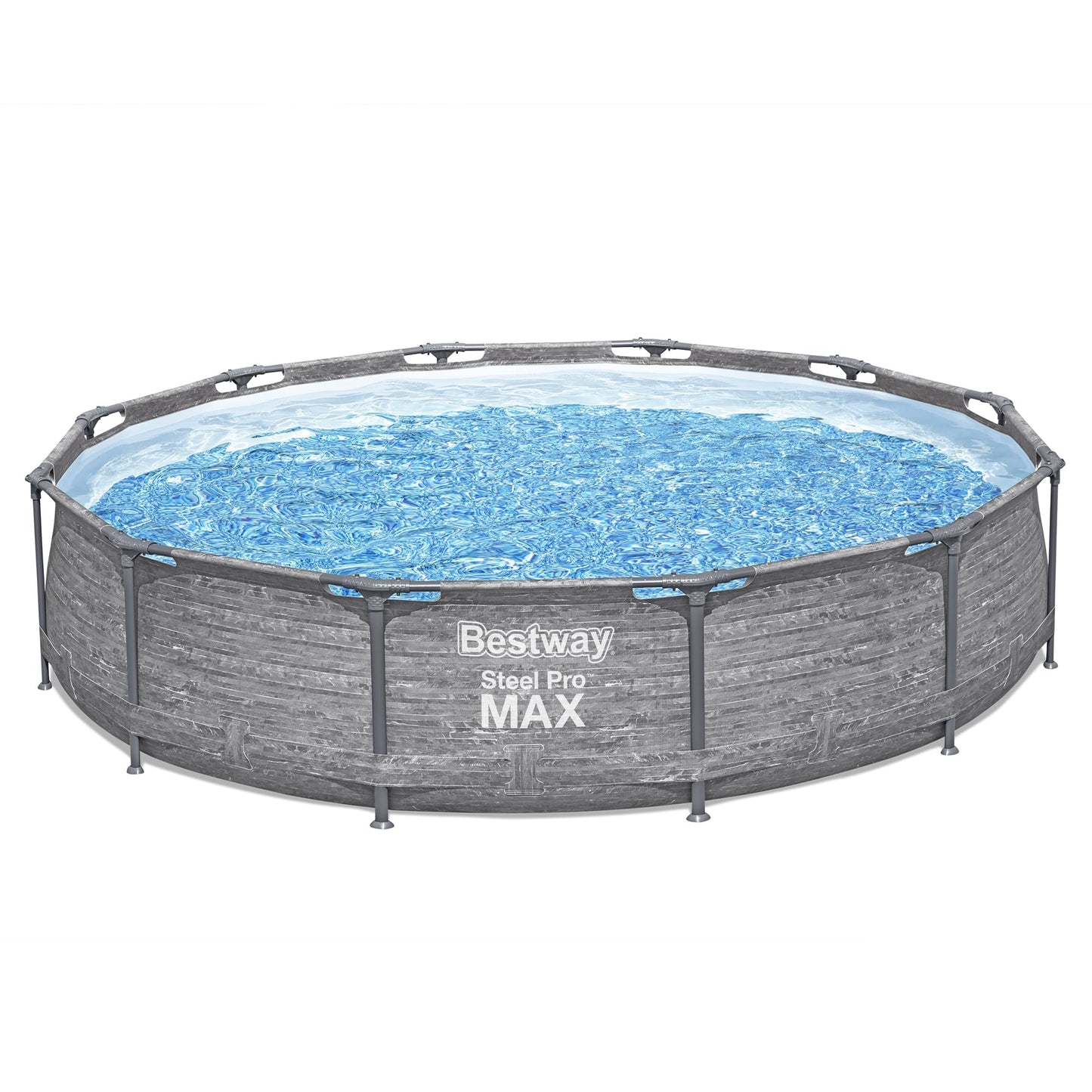 Bestway Steel Pro MAX 12' x 30" Above Ground Pool, Round Metal Frame Outdoor Swimming Pool Set with Filter Pump, Stacked Stone Print