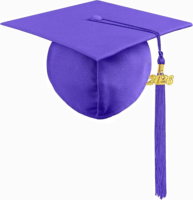 Graduation Cap with 2026 Tassel Year Charm Black Graduation Cap for High School & Bachelor
