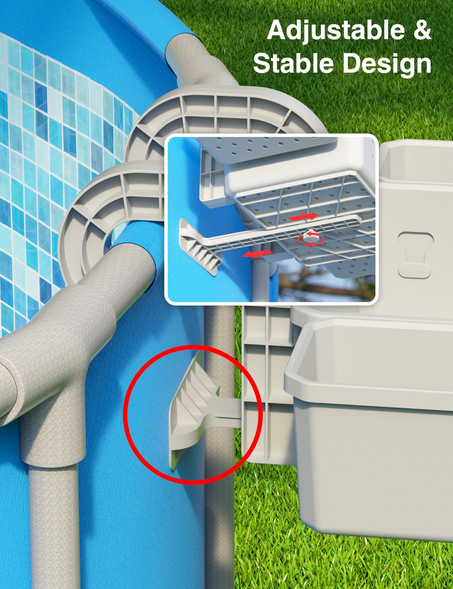 POOLHOUR [Patented] Poolside Storage Basket with 2 Cup Holders, Stretchable Above Ground Pool Accessories Organizer, Multifunctional Poolside Holder for Most Frame Pool Accessories (2Pack)