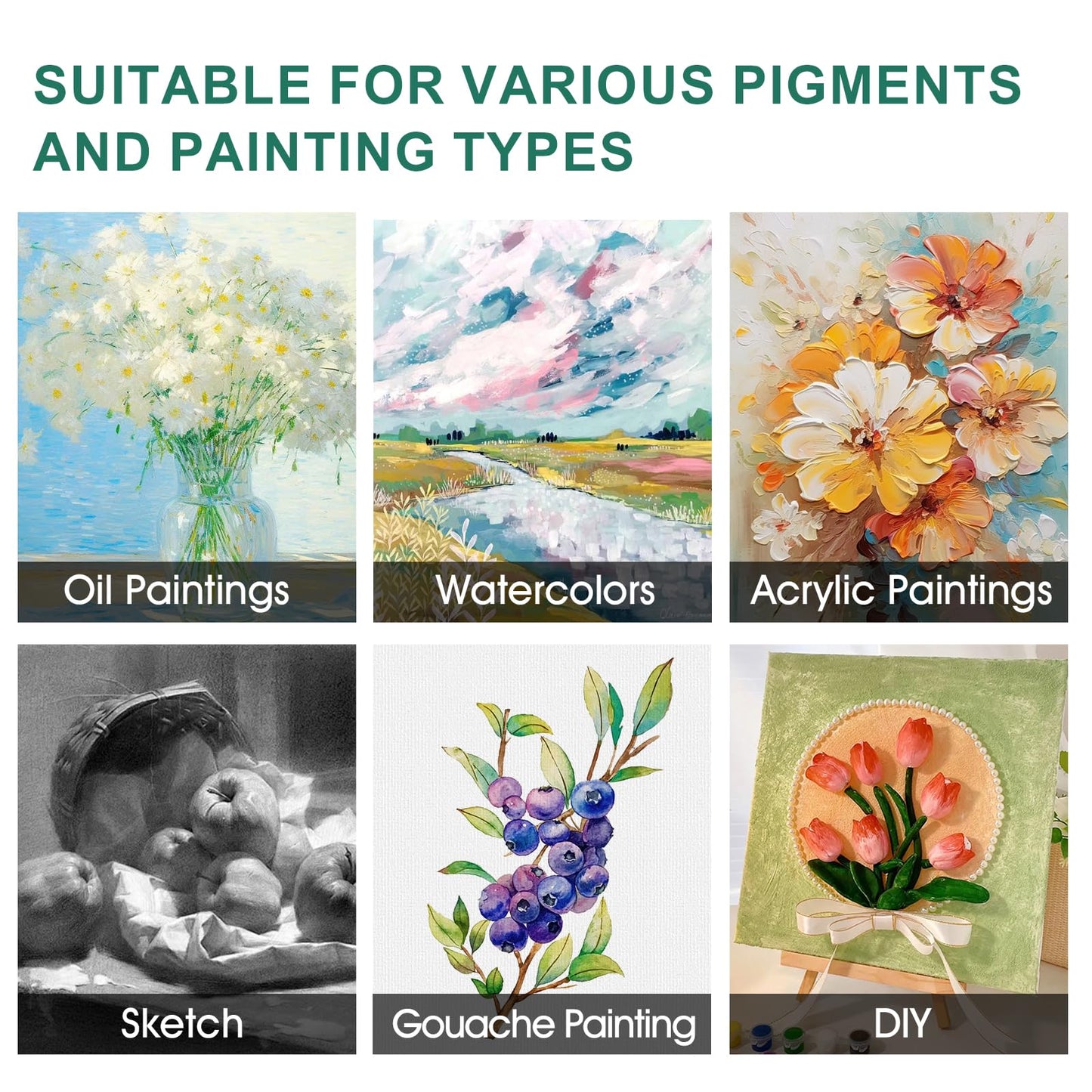 ESRICH Stretched Canvas for Painting,18 Multi Pack Blank Canvases for Painting 12x16, 11x14, 9x12, 8x10, 5x7, 3x5, Cotton Primed Painting Canvas for Oil, Acrylic Paint, for Beginners, Artists.