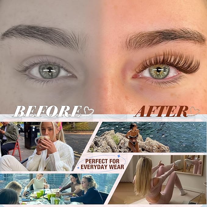 Mavphnee Brown Lash Clusters Dark Brown Eyelash Extensions Natural Cluster Lashes CC-Curly PestaÃÂ±as Postizas Wispy Individual Lash Extensions 3D Lash 8-16MM Brown Eyelash Clusters 144PCS DIY at Home