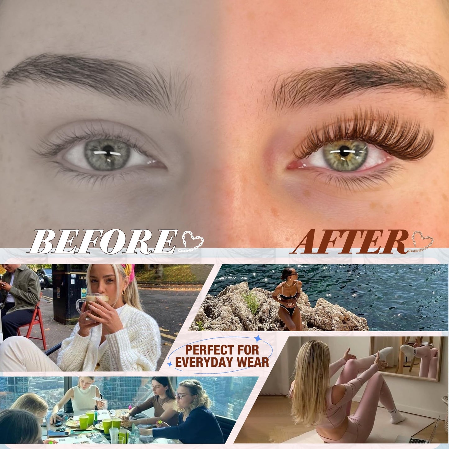Mavphnee Brown Lash Clusters Kit Natural Eyelash Clusters Dark Brown Eyelash Extensions CC-Curly Pestañas Postizas Wispy Individual Lash Extensions Kit 8-16MM Brown Cluster Lashes 144PCS DIY Lash Kit