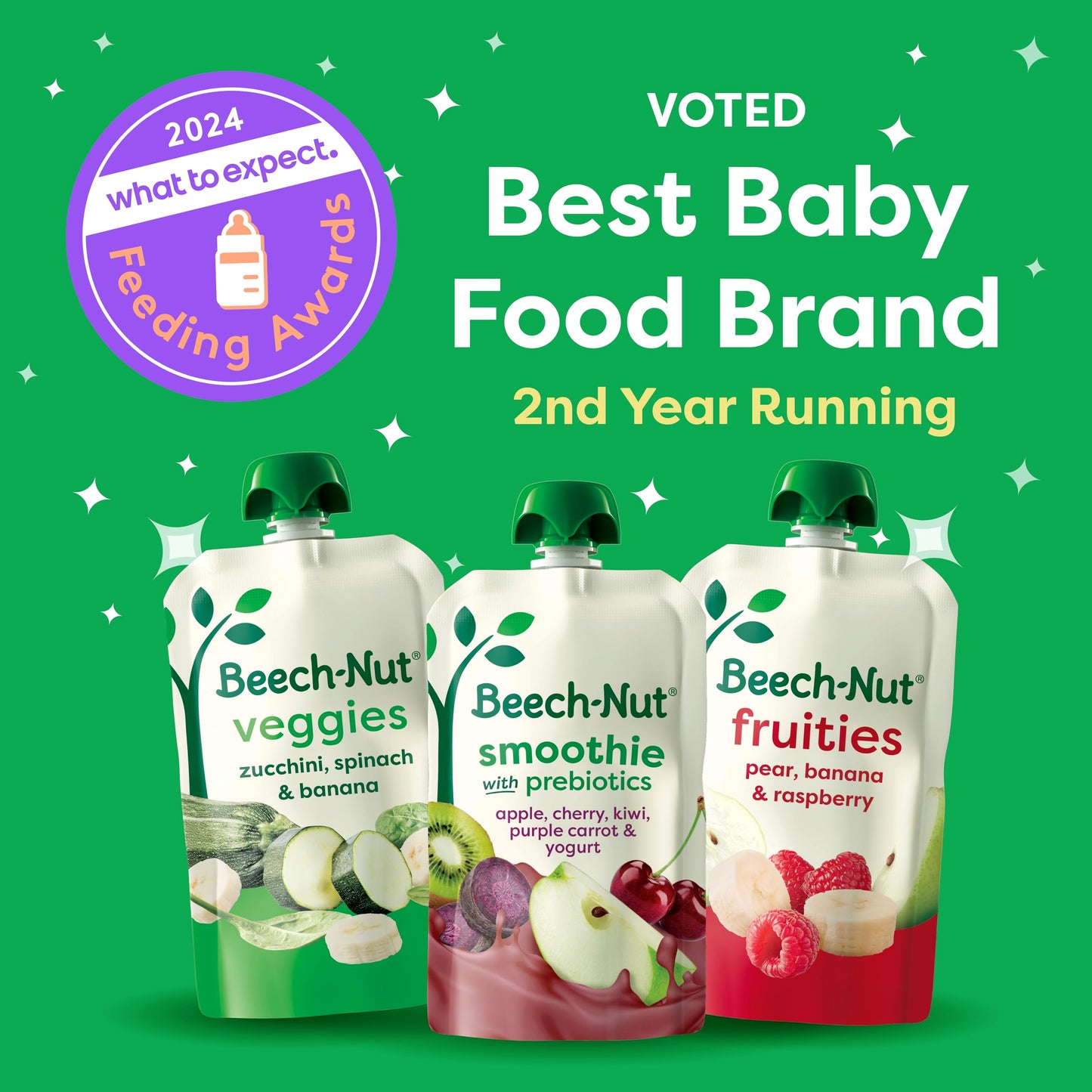 Beech-Nut Chicken Baby Food Pouches with 4g of Protein, Chicken Carrots Peas & Butternut Squash, Baby Puree Meat Baby Food Pouch, Stage 2, 3.5 oz Pouch (12 Pack)