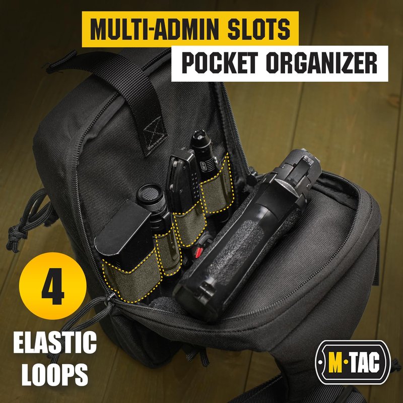 M-Tac CCW Sling Bag for Men & Women - Left-Handed EDC Shoulder Bag Tactical - Crossbody Concealed Carry Bag - Mens Chest Pack (Black Left-Handed)