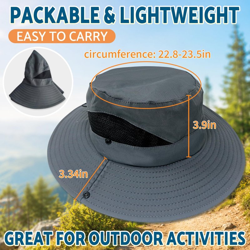 PFFY Sun Hats for Men Women Wide Brim Bucket Hat UPF 50+ Outdoor Beach Hiking Fishing Hat Brick Red