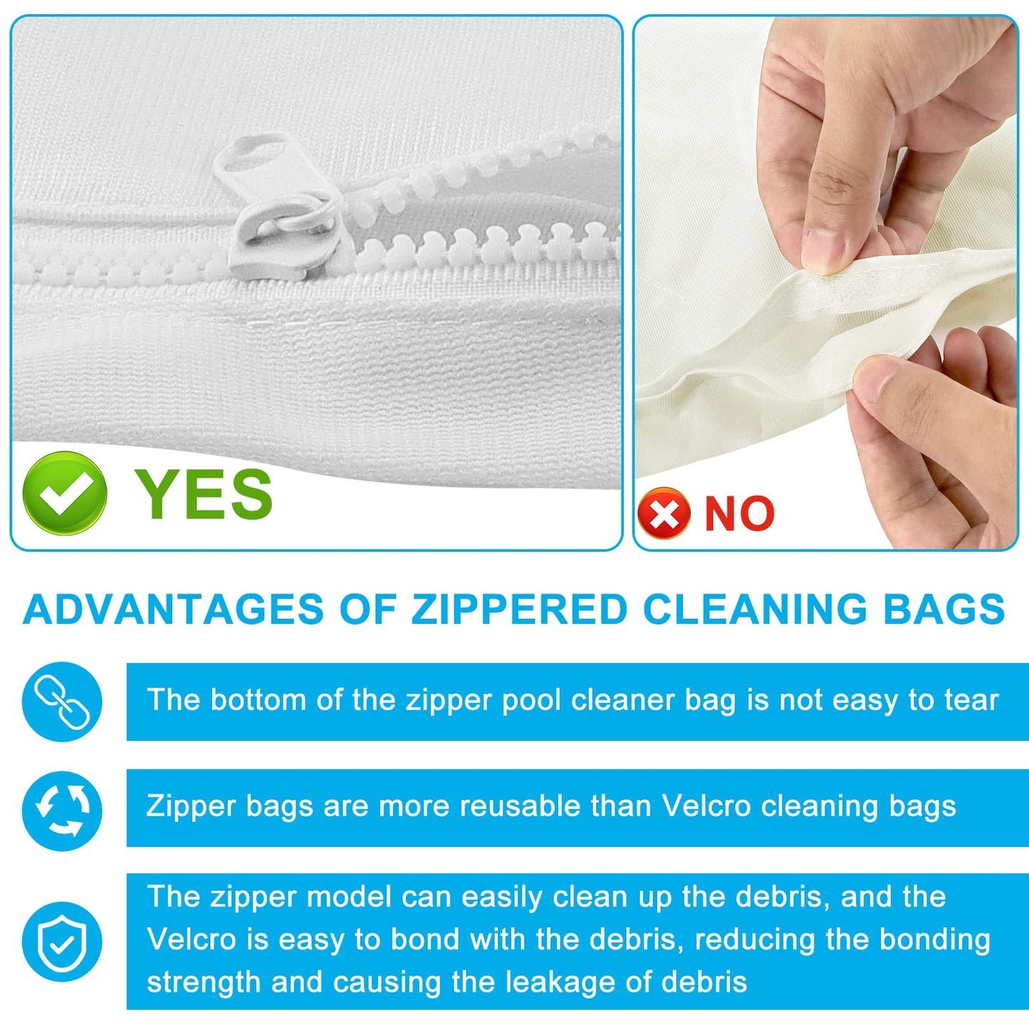 AMI PARTS 3 Pack Pool Cleaner Bags with Zipper, Universal Replacement Leaf Bags Fits for Po.laris 280 480 K13 K16