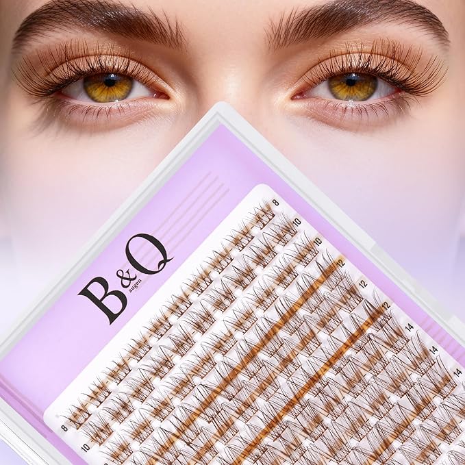 B&Q Brown Lash Clusters Blonde Velure Eyelash Cluster for Light Hair, MochaLash Cluster Eyelash Extensions Soft Browns False Eyelashes Comfortable Velure Eyelash Clusters（Velure 05）