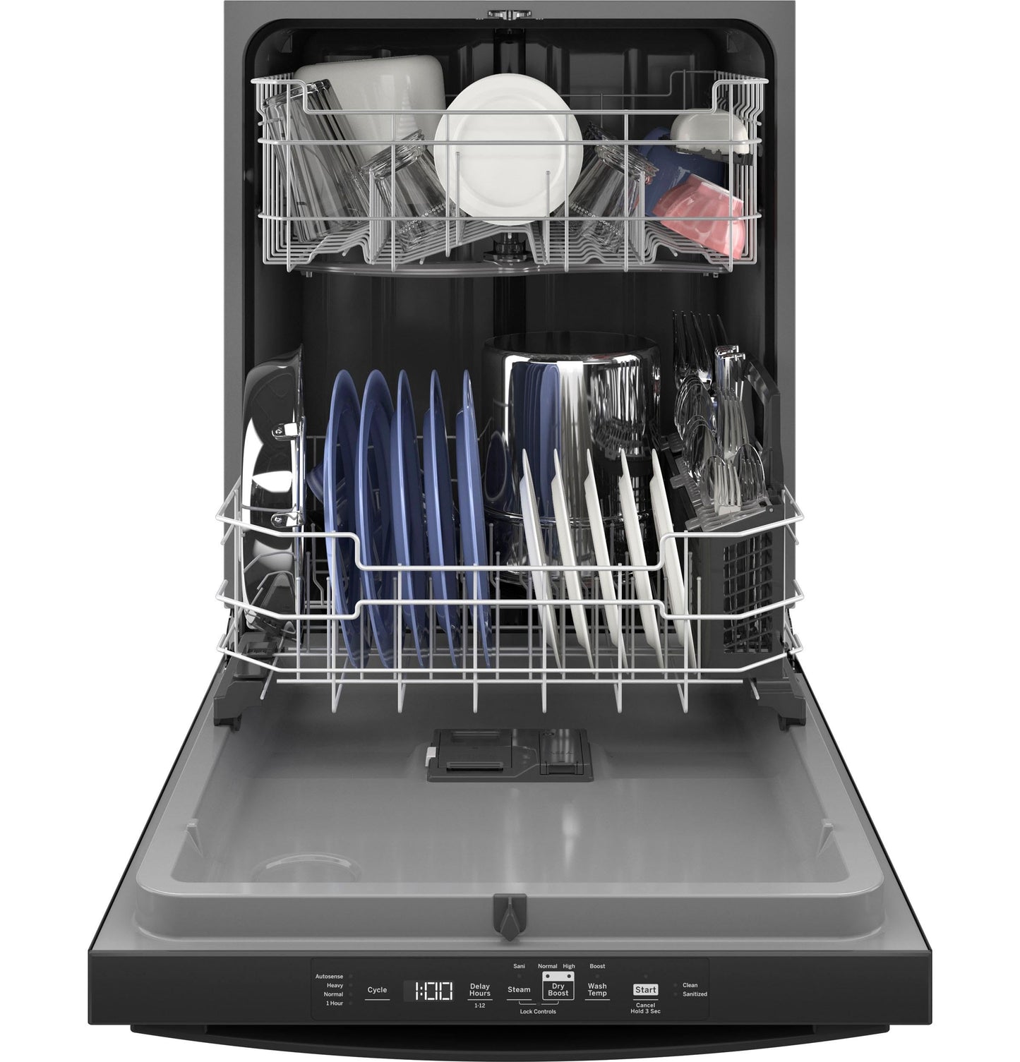GE 24 in. Built-in Tall Tub Top Control Black Dishwasher w/Sanitize, Dry Boost, 52 dBA GDT550PGRBB
