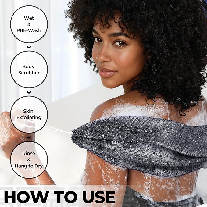 African Net Sponge Authentic - 2 Pieces Exfoliating Body Scrubber Bath Sponge York&Slate - Back Scrubber Washcloth for Shower - Real African Scrub Exfoliator Body Care Bathing Accessorie