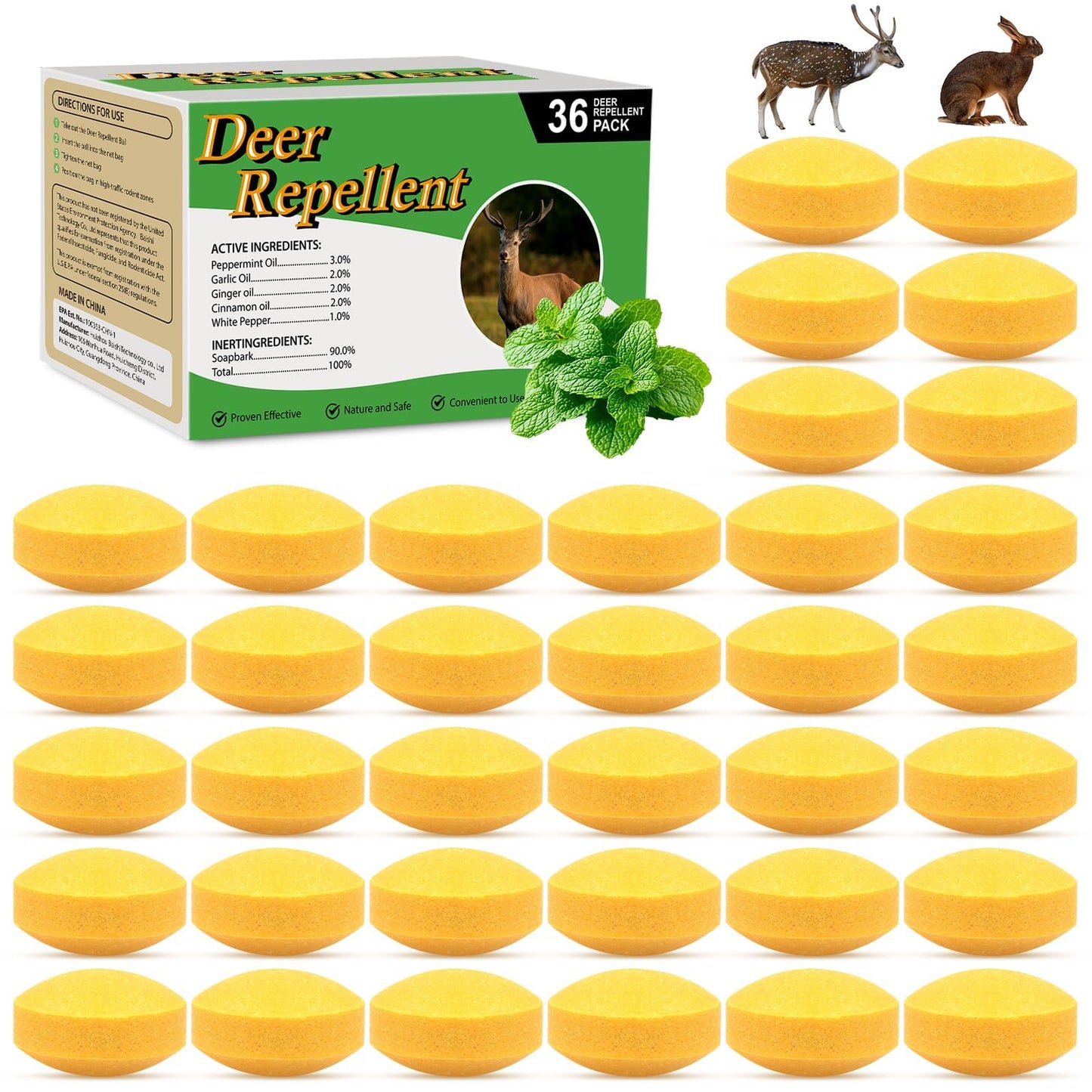 CKUKARM 36 Pack Deer Repellent & Rabbit Repellent Outdoor for Garden - Scent-Based Deer Deterrent to Protect Plants & Flowers - Keep Deer Rabbit Out of Yard