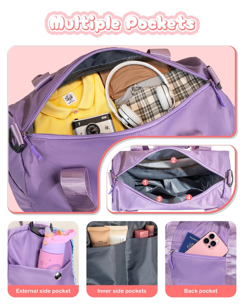 Vogewood Daughter Birthday Gifts-Girl Gym Bag with Shoe Compartment, Kid Personalized Weekender Overnight Bags, Initial Travel Tote with Makeup Pouch, Graduation Gift for Girls (Letter Y)