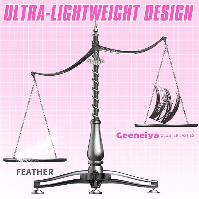 Geeneiya FLORA Lashes Clusters Kit DIY Lash Extension, 8-18MM Wispy Lash Clusters, Ultra-thin Soft Band Eyelash Extension Kit with Waterproof Lash Bond and Seal, Lash Remover, Tweezers for Beginners
