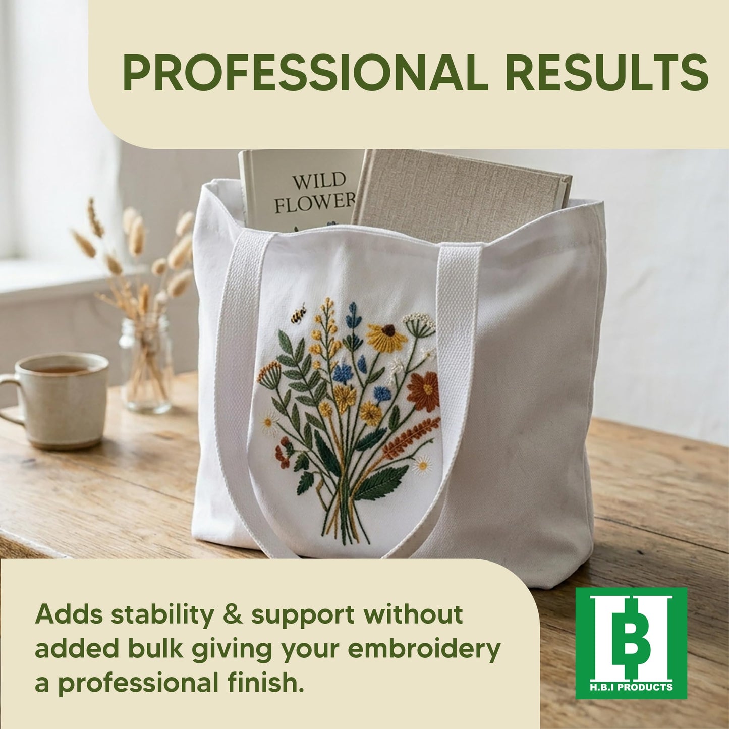 HBI H.B.I. Products Tear Away Embroidery Stabilizer 1.8 oz Medium Weight 15" x 50 Yd Roll for Machine and Hand Embroidery