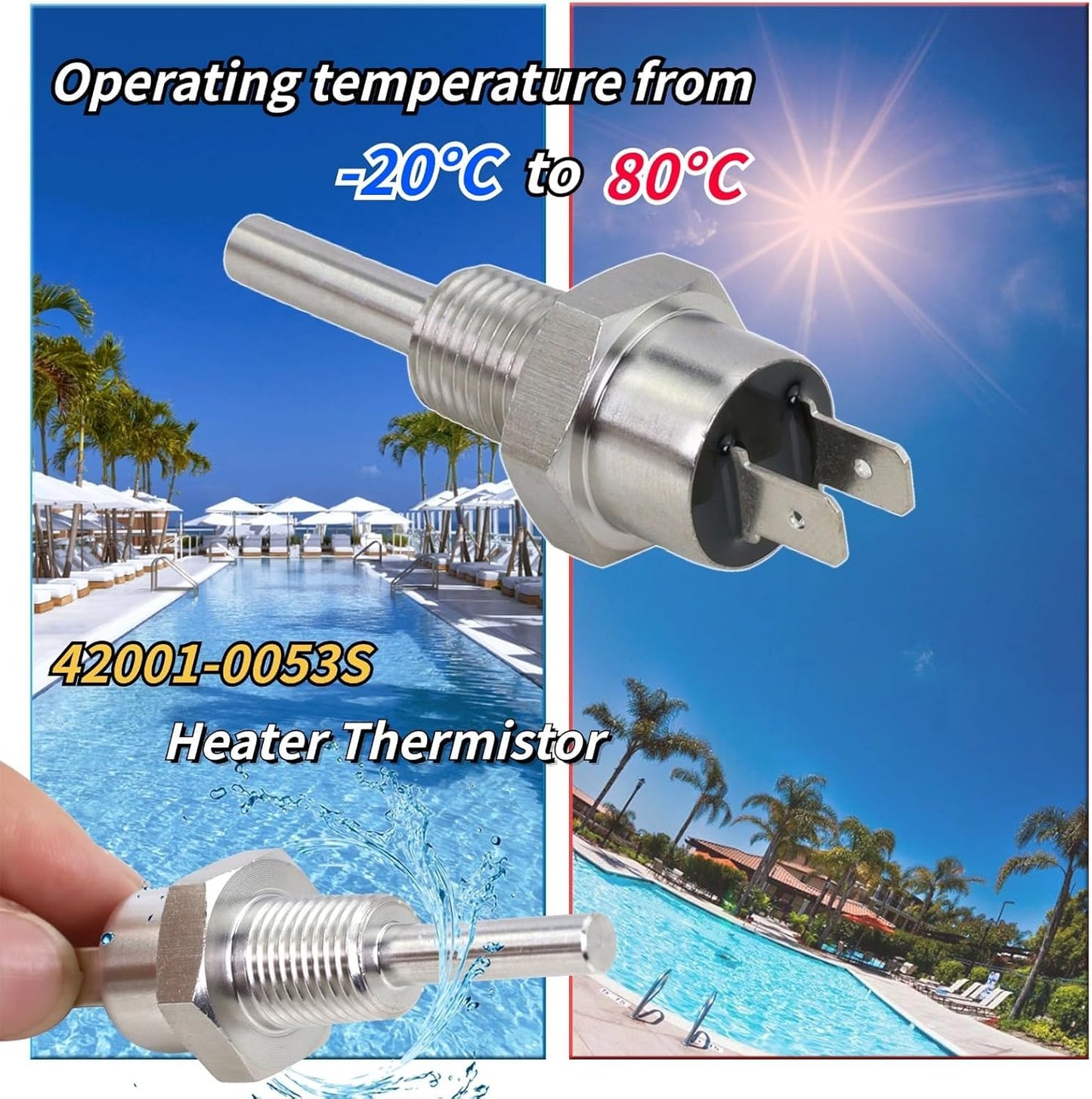 Pool Heater Repair Kit Includes Stack Flue Sensor, Thermistor & Switch for Pentair MasterTemp & Max-E-Therm Pool Heaters Replace# 42002-0024S, 42001-0053S, 42001-0060S, 42002-0025S, 42001-0063S