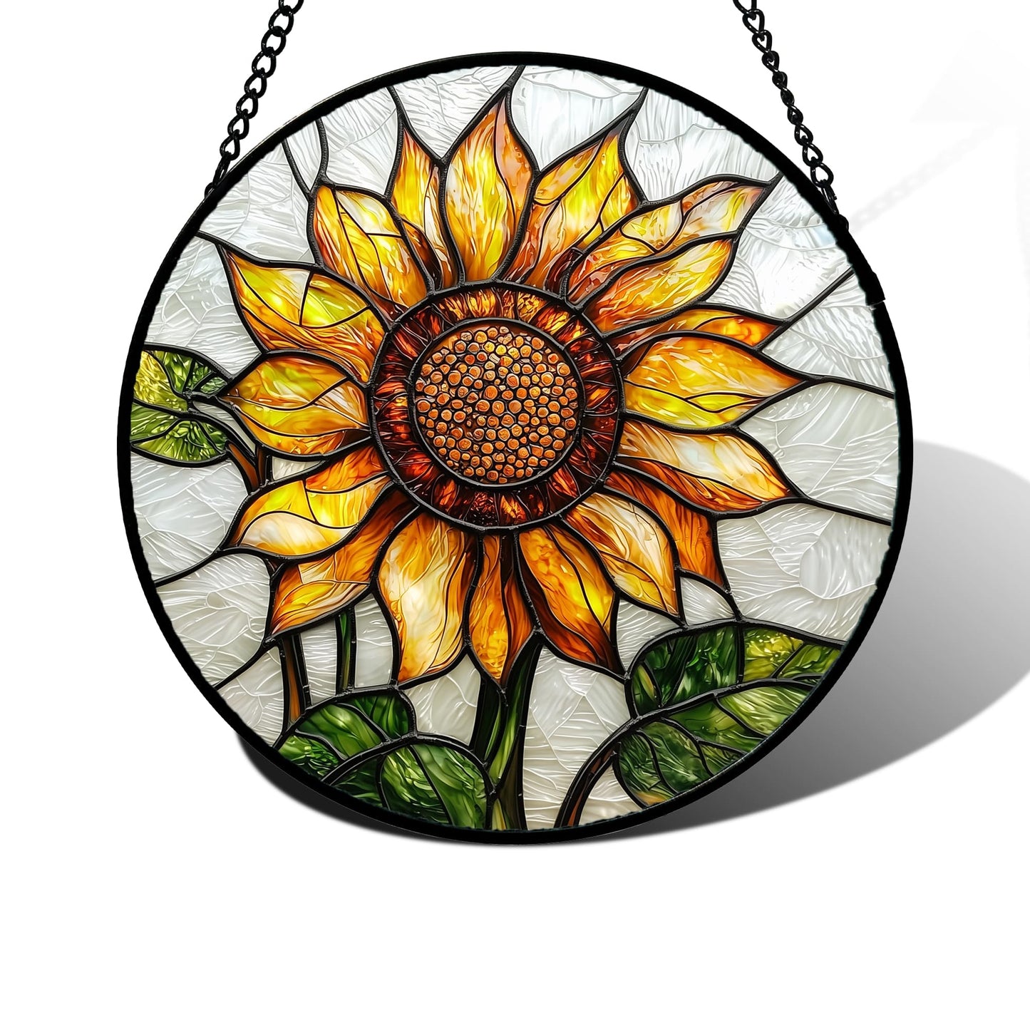 DASTOLL Stained Glass Window Hanging - Sunflower Flower Suncatcher Ready to Hang Window Doors Home Decoration and Christmas, Mother's Day Birthday Gifts for Women, Men, and Mom 7.8x7.8 in